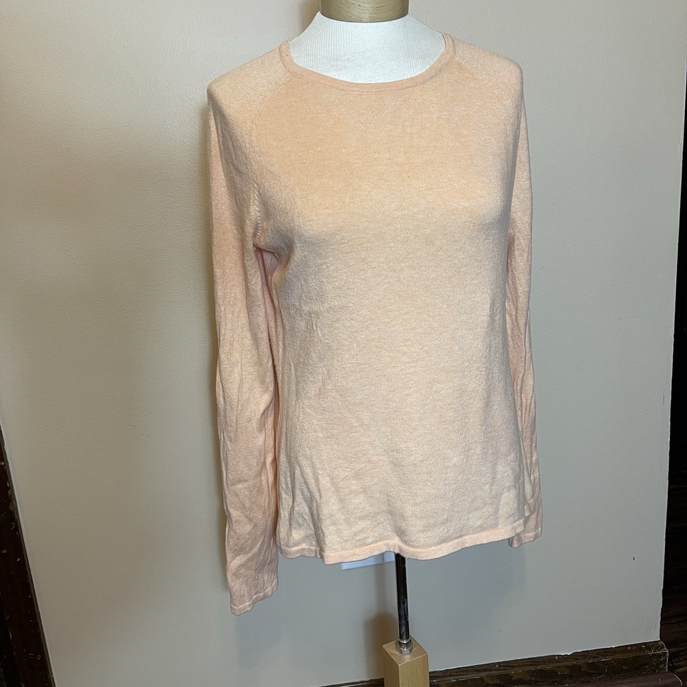 J.McLaughlin‎ Peach Heather Cotton Modal Button Shoulder Crewneck Sweater Small